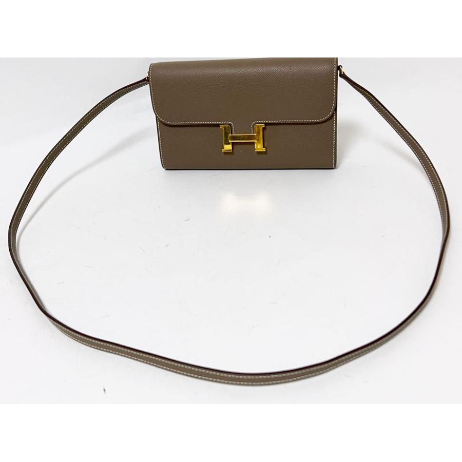HERMES エルメス コンスタンストゥーゴー ロングウォレット 長財布 ショルダーポーチ エプソン エトープ グレー ゴールド金具 W刻印 | Constance | 04
