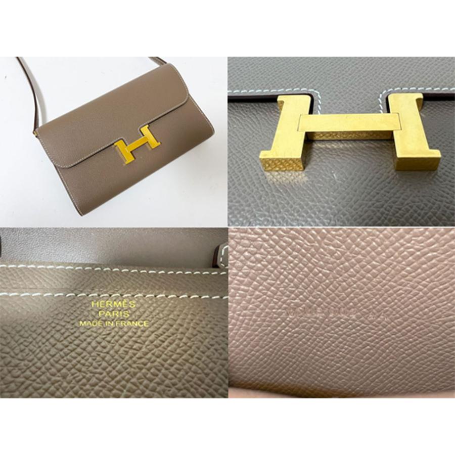 HERMES エルメス コンスタンストゥーゴー ロングウォレット 長財布 ショルダーポーチ エプソン エトープ グレー ゴールド金具 W刻印 | Constance | 09