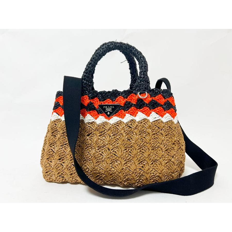 PRADA（プラダ） カナパ トートバッグ ショルダーバッグ RAFIA CROCHET