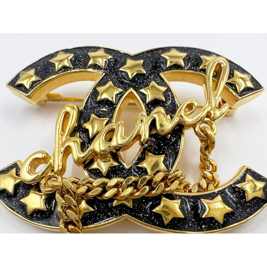 CHANEL シャネル ブローチ ピン CCマーク スター ラメ ゴールド金具 I24C 超美品_1