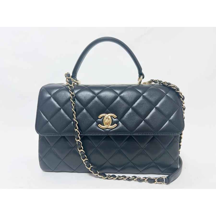 CHANEL シャネル トレンディCC ラージトップハンドル マトラッセ ハンドバッグ ショルダーバッグ ラムスキン ブラック シャンパンゴールド金具 ランダムシリアル A69923 マトラッセ CHANEL シャネル トレンディCC ラージトップハンドル