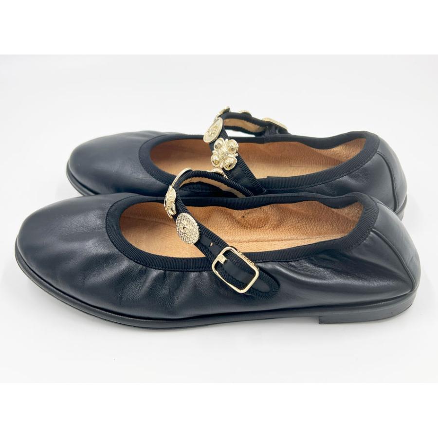 CHANEL ブラック レザー メリージェーン フラットシューズ コメ兵｜シャネル CHANEL メリージェーン G46467X01000 フラット