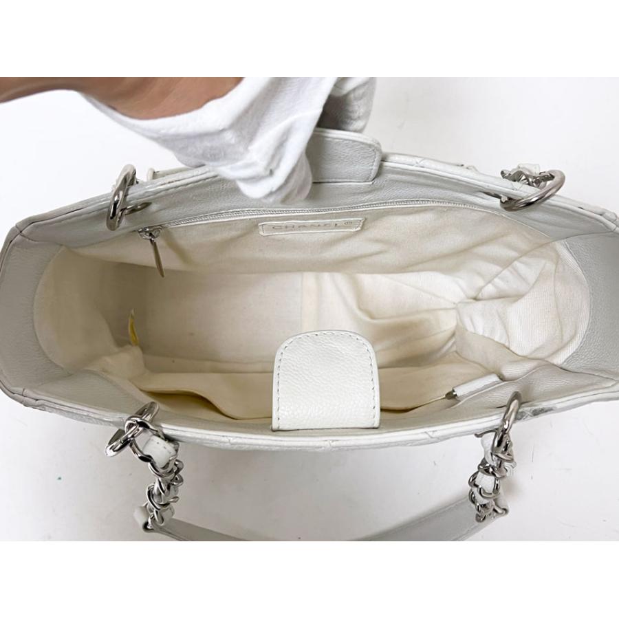 CHANEL シャネル キャビアスキン チェーンショルダーバッグ マトラッセ ホワイト シルバー金具 12番 キャビアスキン CHANEL シャネル チェーンショルダーバッグ マトラッセ