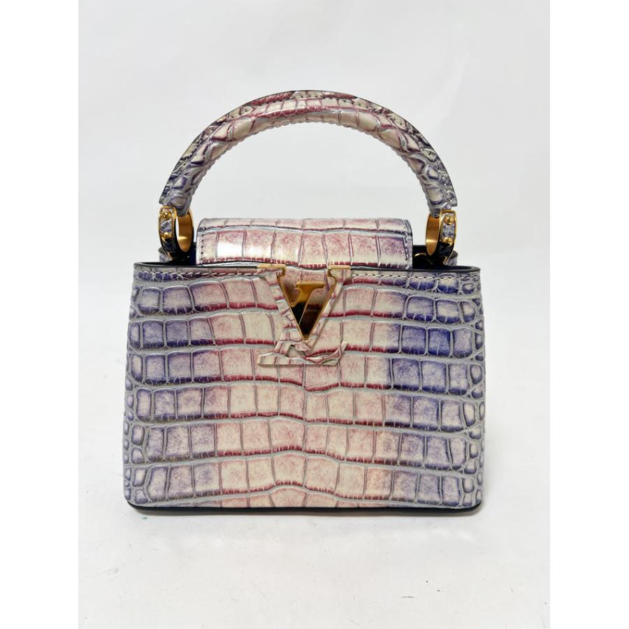 ルイヴィトン LOUIS VUITTON 2WAYバッグ カプシーヌ MINI クロコダイル ピンク系 ゴールド金具 グレー ショルダー ハンドバッグ RFID 【箱】【中古】 カプシーヌ LOUIS VUITTON ルイヴィトン クロコダイル カプシーヌMINI