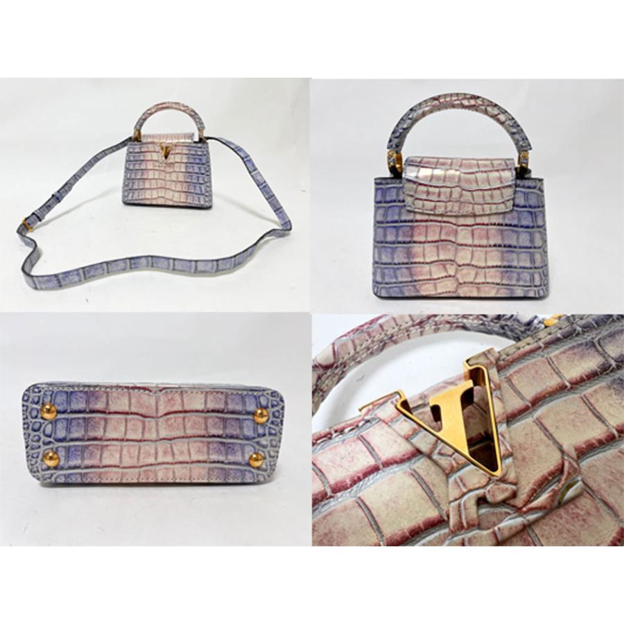 ルイヴィトン LOUIS VUITTON 2WAYバッグ カプシーヌ MINI クロコダイル ピンク系 ゴールド金具 グレー ショルダー ハンドバッグ RFID 【箱】【中古】 カプシーヌ LOUIS VUITTON ルイヴィトン クロコダイル カプシーヌMINI
