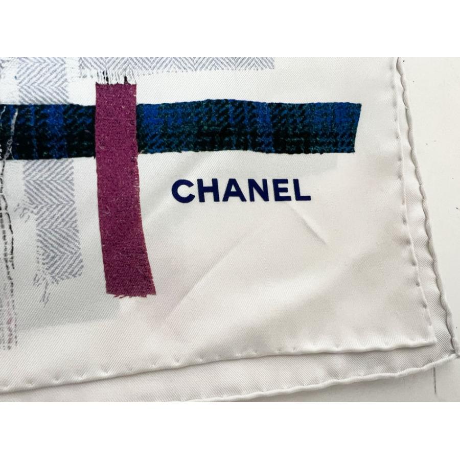 CHANEL（シャネル） ショール スカーフ シルク 100% ブラック ホワイト