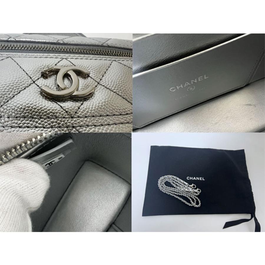 CHANEL シャネル トップハンドル ヴァニティケース ショルダーバッグ 斜め掛け グレインドカーフ マトラッセ キャビアスキン シルバー 2026SS AP4804 超美品 マトラッセ CHANEL シャネル トップハンドル ヴァニティケース
