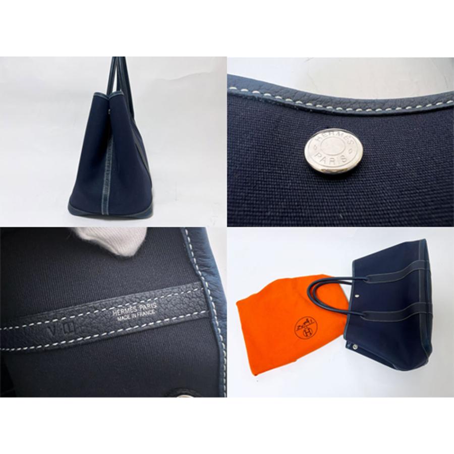 HERMÈS エルメス ガーデンパーティ トワルオフィシエ ネイビー □I刻印 ガーデンパーティー HERMES エルメス ガーデンパーティPM 36 トート