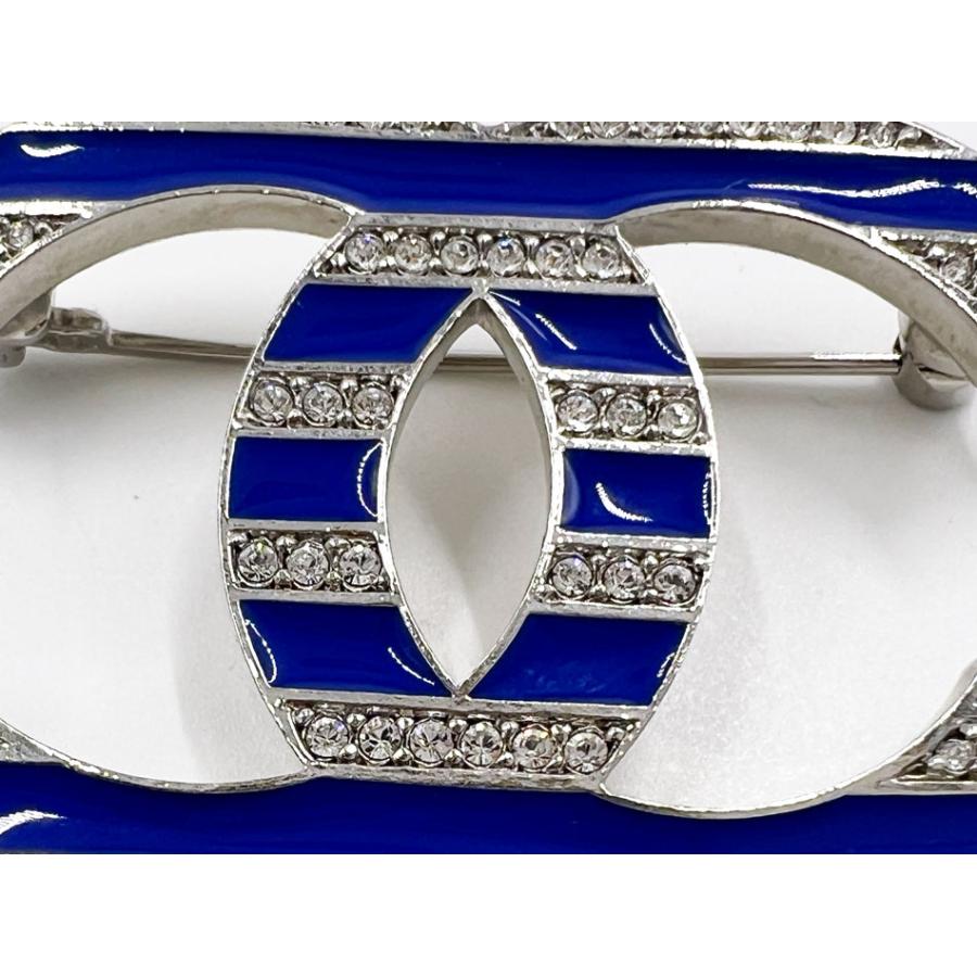 CHANEL（シャネル） ブローチ ブルー ボーダー CCマーク ライン 