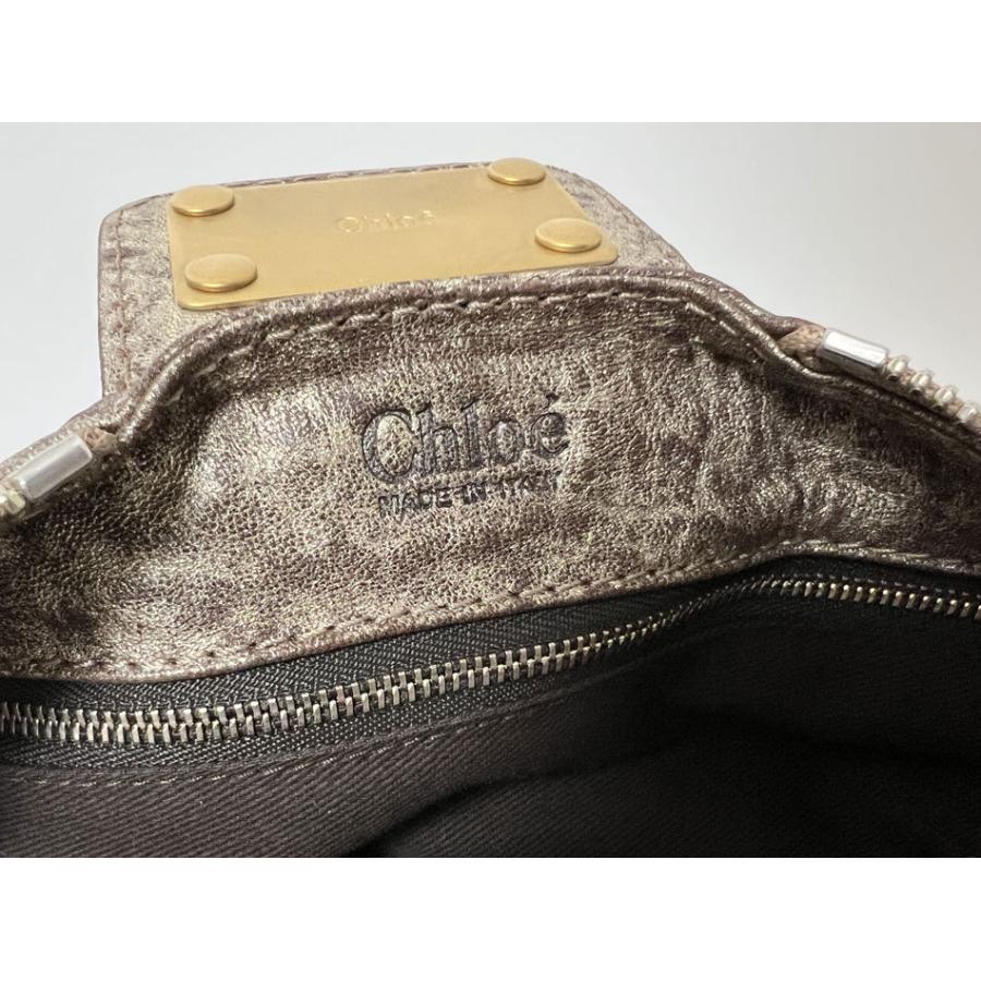 クロエ パディントン メタリックゴールド レザー ハンドバッグ