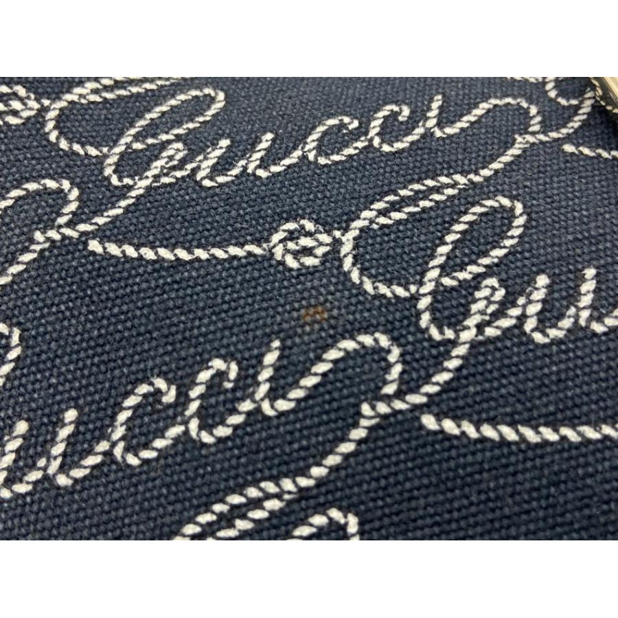 GUCCI（グッチ） 送料無料 トートバッグ キャンバス レザー ネイビー