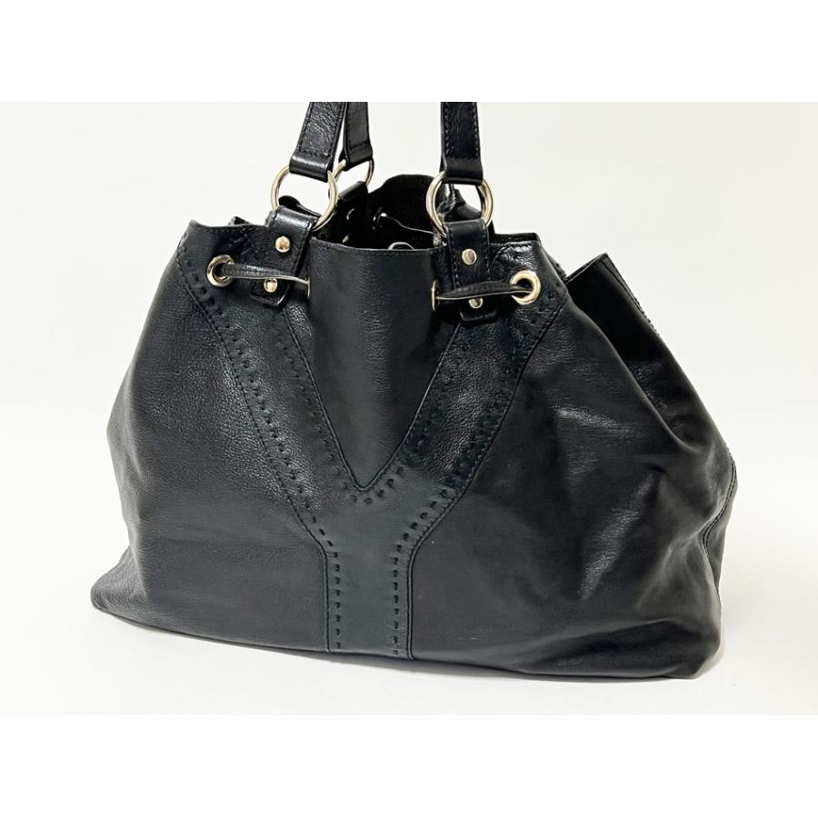 イヴ サンローラン レザー リバーシブル トートバッグ 168483 黒