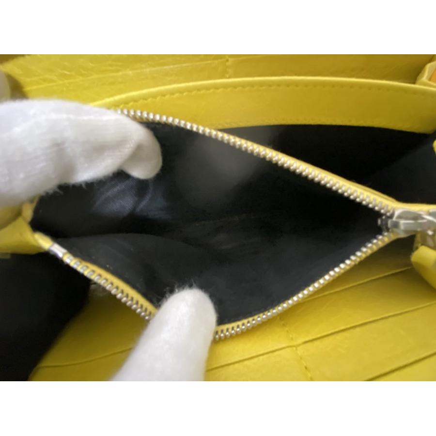 BALEENCIAGA バレンシアガ/ロゴラメクリッターラウンドファスナージップ/594290/ブランドバック/Aランク/62【中古】 BALENCIAGA（バレンシアガ） 送料無料 ラウンドファスナー財布 黄色