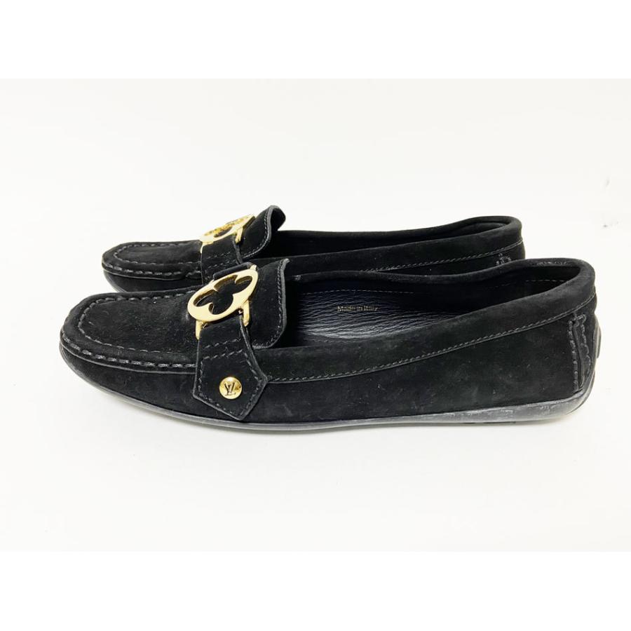 LOUIS VUITTON 送料無料 ルイヴィトン ローファー 黒 スエード