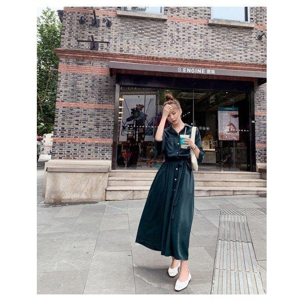 シャツワンピース レディース 上品 40代 半袖 無地 ワンピース 春 夏 シャツワンピ マキシワンピース オシャレ 着痩せ 大きいサイズ 韓国風 ゆったり 30代 50代 ホットセール