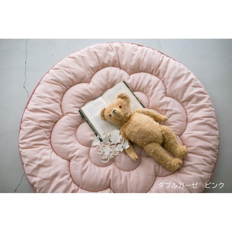 プレイマット 洗える 直径110cm ラウンドマット キルティングマット 花