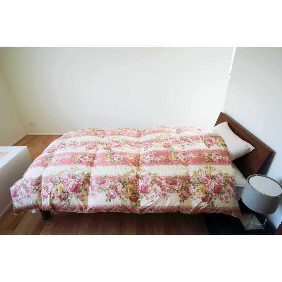 柄 羽毛布団 150x210cm 赤 シングルロング 新品