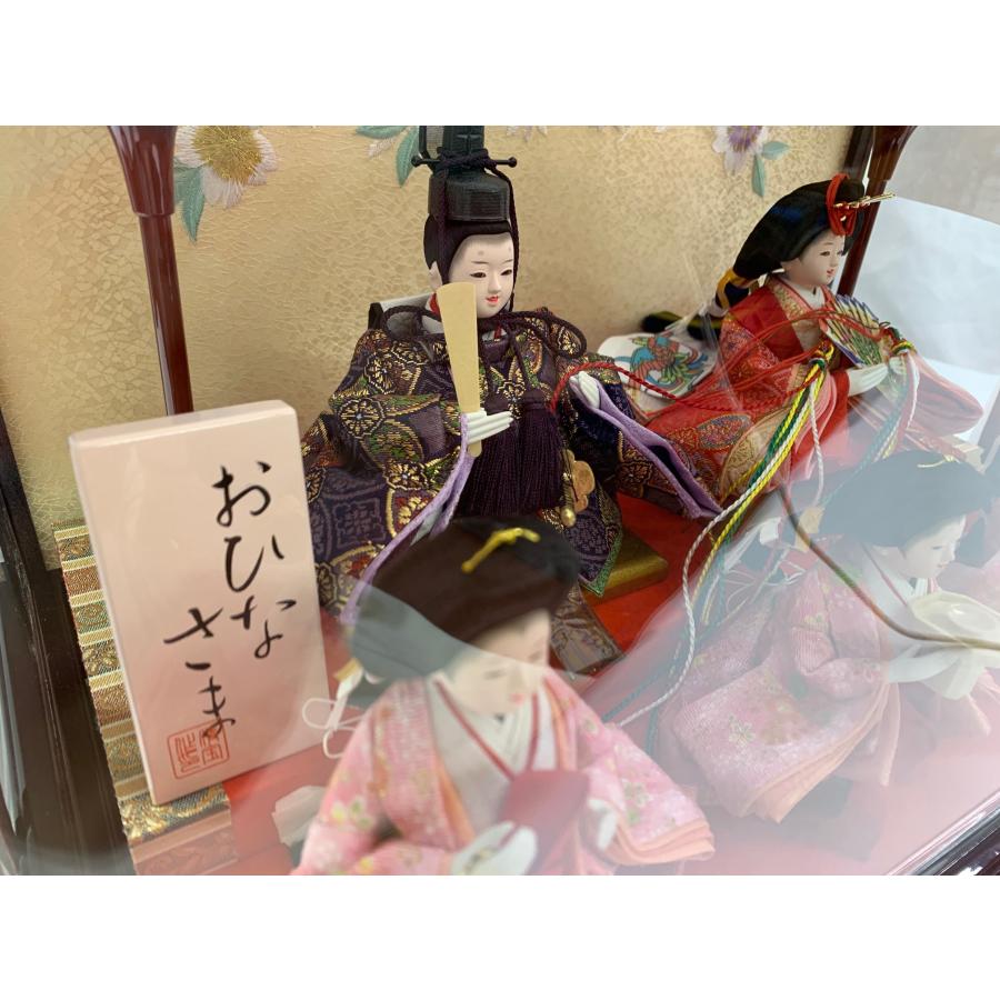 雛人形 豆雛五人 溜塗 アクリルケース 225A-294 ひな人形 ケース入り