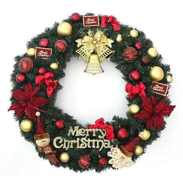 リース ワイン金340467＆ＭＣ文字ゴールド1ｐ＆ハーフベル（金）1ｐ 付き クリスマスリース BIGリース 装飾 壁掛け ドアの飾り