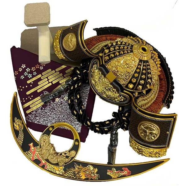 五月人形 兜 【着用兜】30号 上杉謙信公 収納兜セット RA3024 : 山本