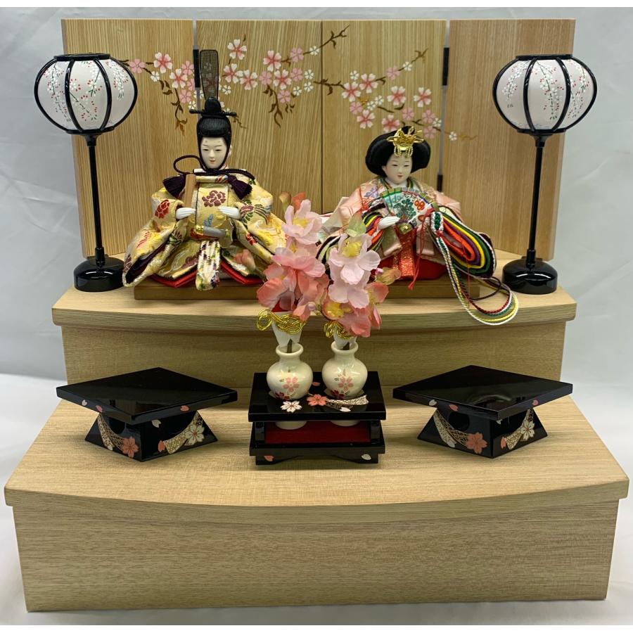 雛人形 京15番 親王 TN39 極上正絹 34x2 2段 桜 飾台 屏風 雪洞 雛人形 京15番 親王 TN39 極上正絹 34x2 2段 桜 飾台 屏風 雪洞