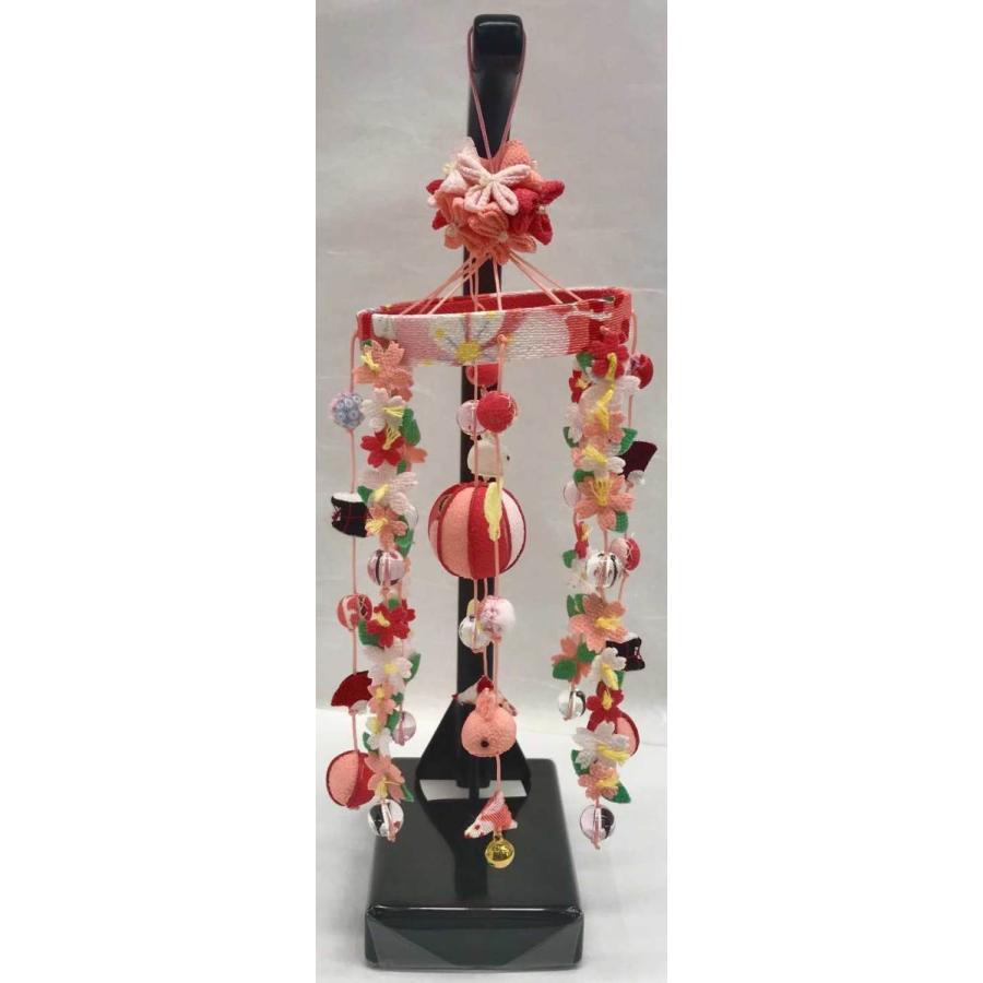 花ひとひら ピンク 黒スタンド 27cm つるし雛 つるし飾り 雛人形 雛祭り ひな祭り 初節句 海外土産 プレゼント お祝い コンパクトサイズ 吊るし飾り