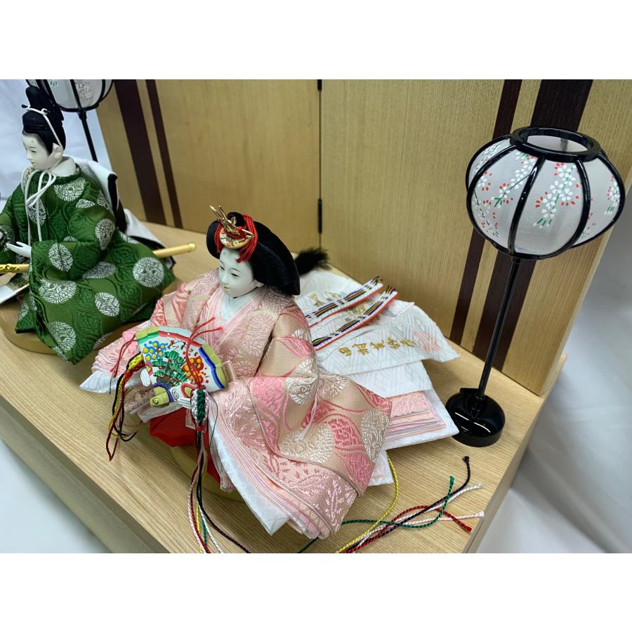 雛人形 京十二番 緑と桃の向鶴文 238‐594 45cm収納箱 屏風 栓木 雛人形 京十二番 緑と桃の向鶴文 238‐594 45cm収納箱 屏風 栓木