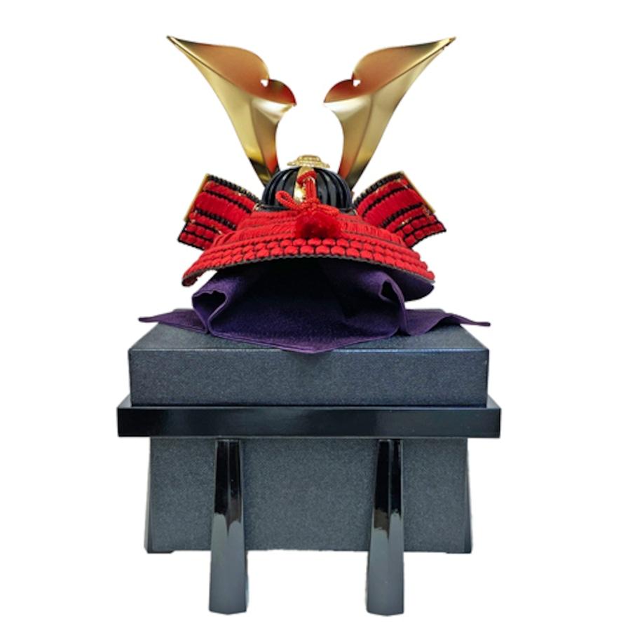 10号兜 大塔兜 大鍬形 赤糸縅 五月人形 コンパクト飾り 兜飾り