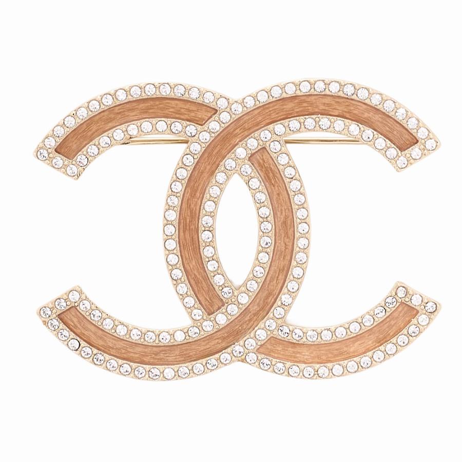 CHANEL シャネル ココマーク L21S ブローチ GP×ラインストーン 