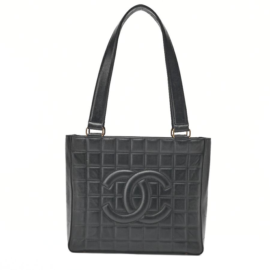 CHANEL シャネル チョコバー ココマーク ラムスキン トートバッグ 黒 CHANEL シャネル トートバッグ チョコバー ココマーク ラムスキン 黒