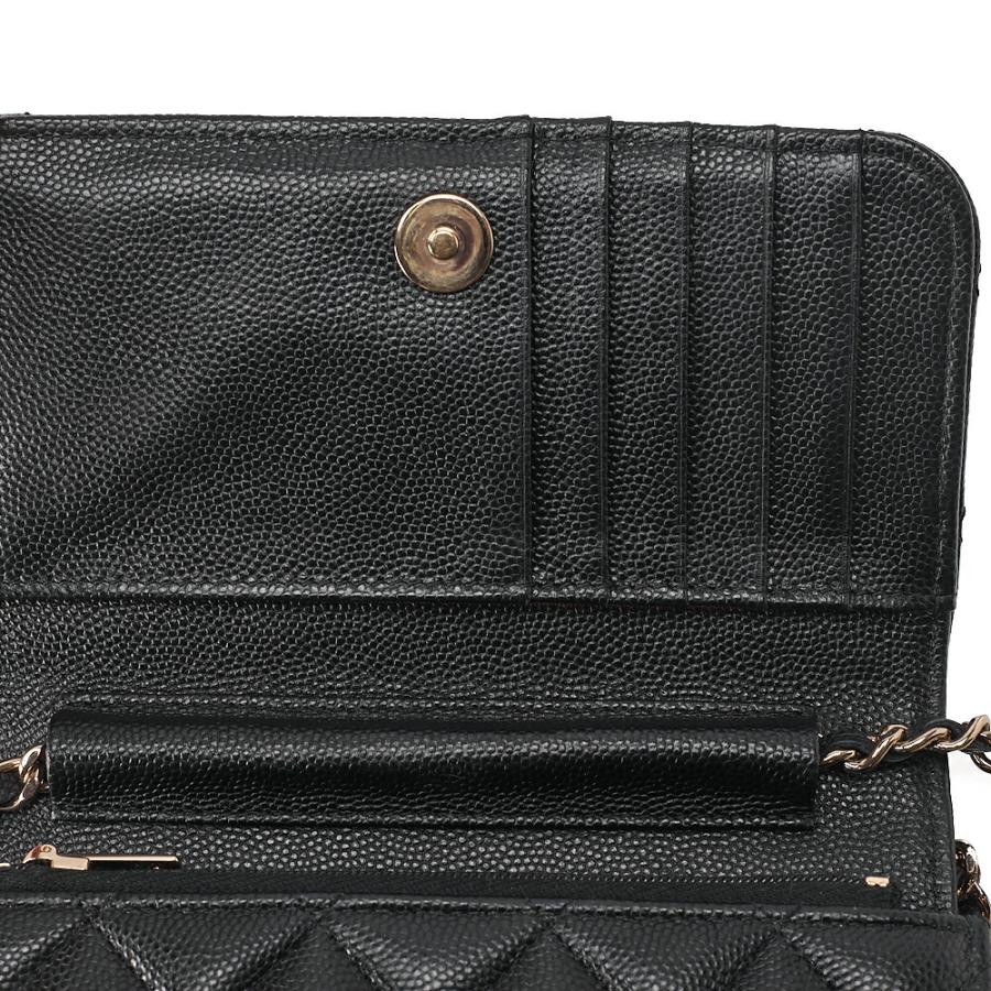 CHANEL シャネル ミニマトラッセ チェーンウォレット マグネットロック キャビアスキン 黒 ゴールド金具 ブランド【中古】【送料無料】 CHANEL シャネル ミニマトラッセ チェーンウォレット マグネットロック