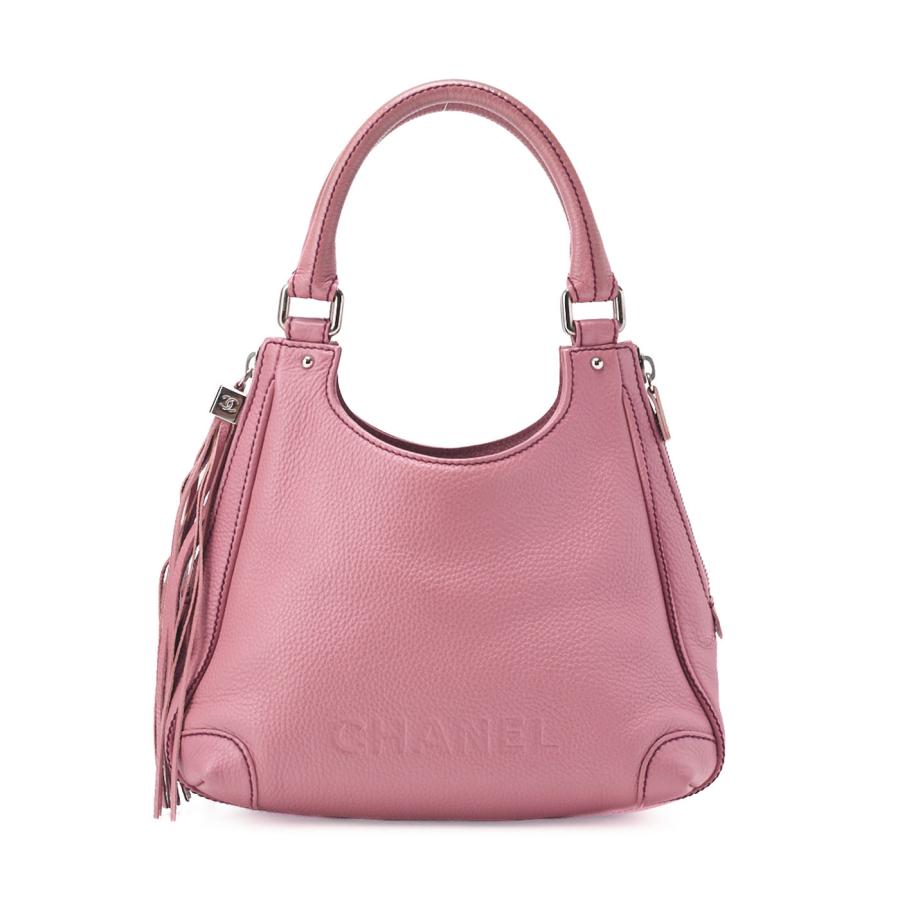 CHANEL シャネル トートバッグ ロゴマーク フリンジ レザー ピンク 