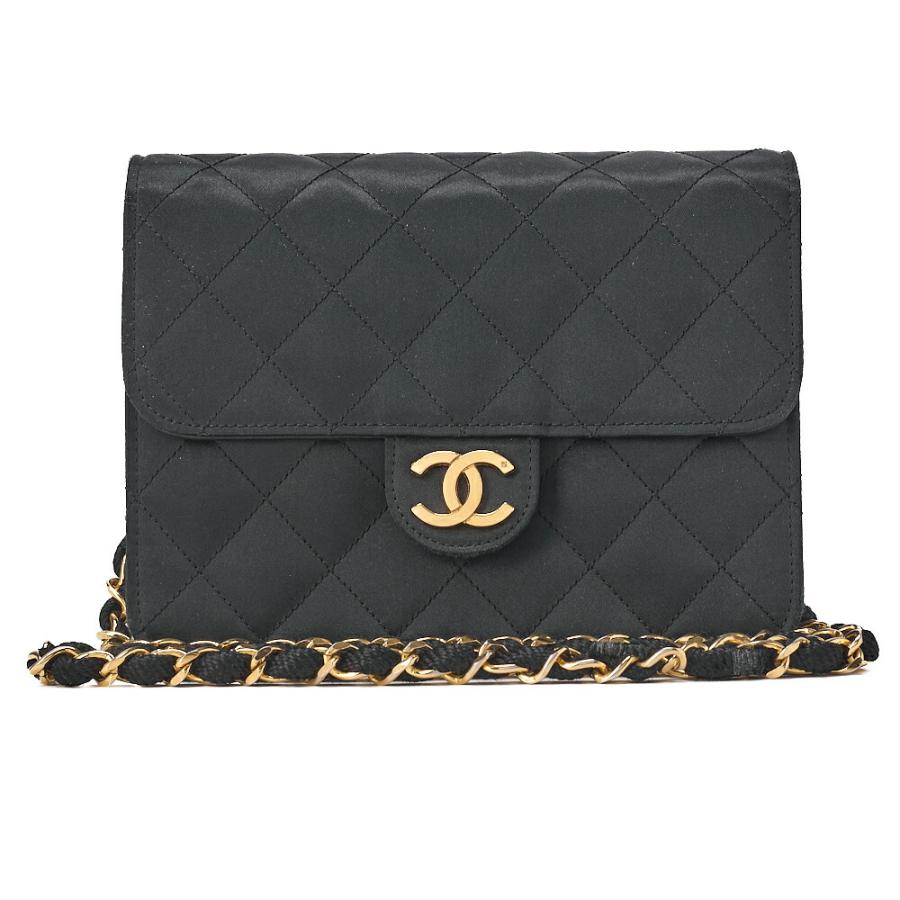 CHANEL シャネル ミニマトラッセ プッシュロック チェーンショルダー サテン 黒（ゴールド金具） レディース バッグ レディース【中古】【送料無料】 CHANEL シャネル ミニマトラッセ プッシュロック チェーンショルダー