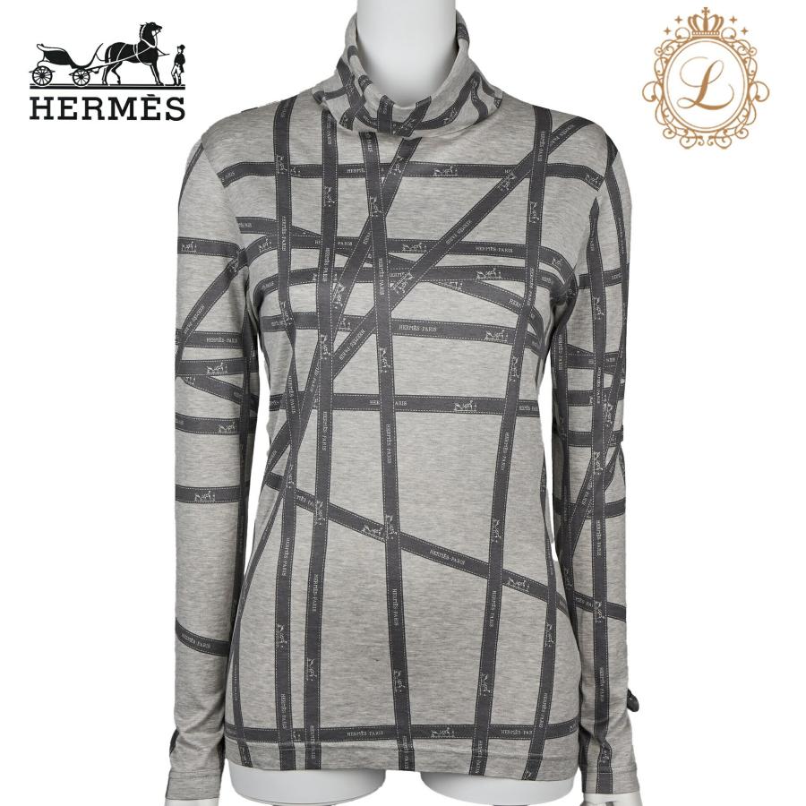 HERMES エルメス ロゴマーク リボンデザイン タートルネック 長袖  