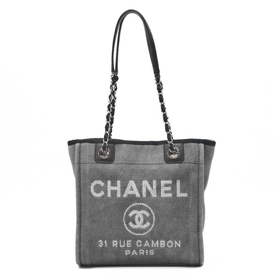 CHANELドーヴィル トートバッグ PM グレー CHANEL シャネル ドーヴィルPM ロゴマーク チェーントートバッグ