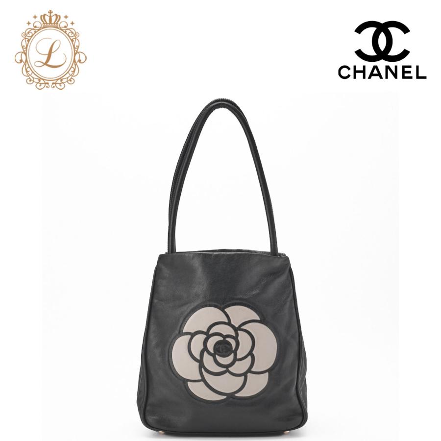 CHANEL シャネル カメリアライン トートバック ラムスキン 黒 