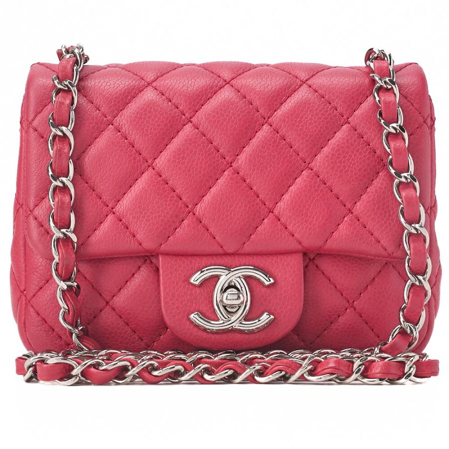 CHANEL シャネル チェーンショルダーバッグ ミニマトラッセ 17cm キャビアスキン ピンク シルバー金具 レディース【中古】【送料無料】 CHANEL シャネル チェーンショルダーバッグ ミニマトラッセ 17cm