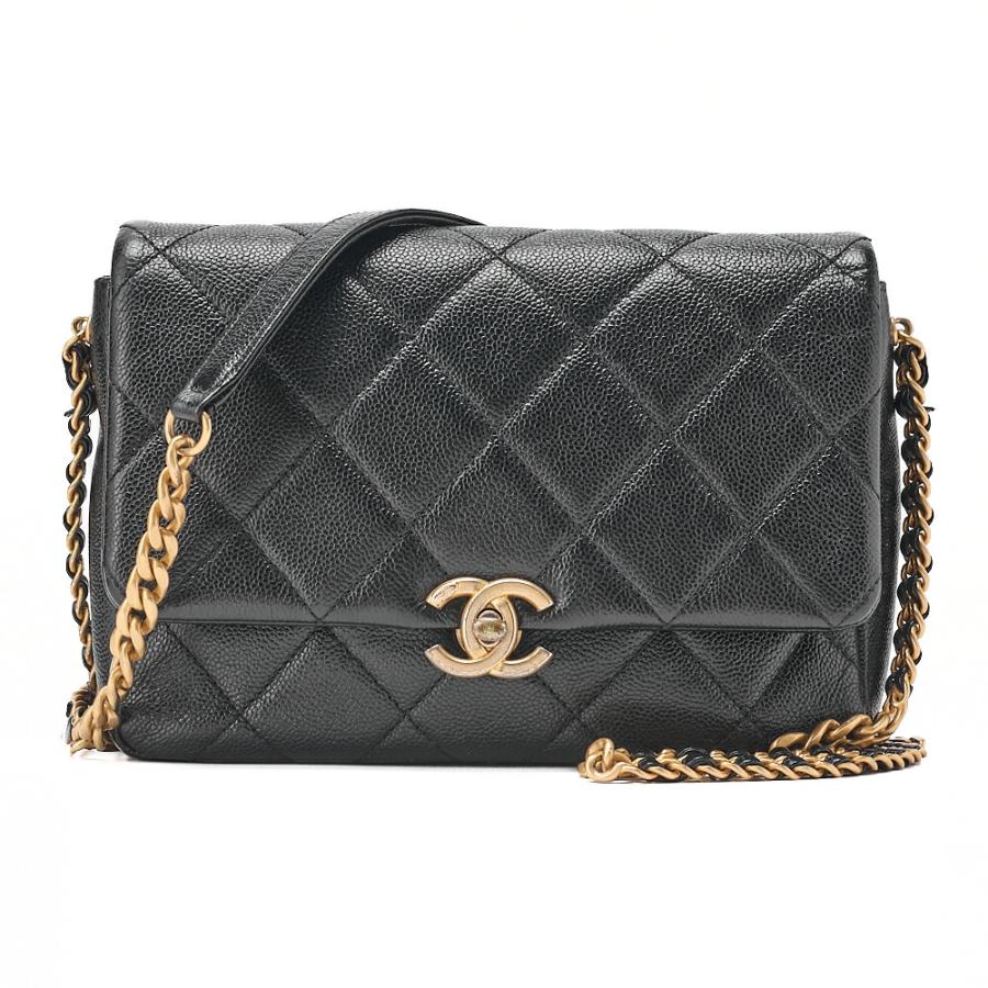 CHANEL シャネル キャビアスキン マトラッセ ターンロック チェーン