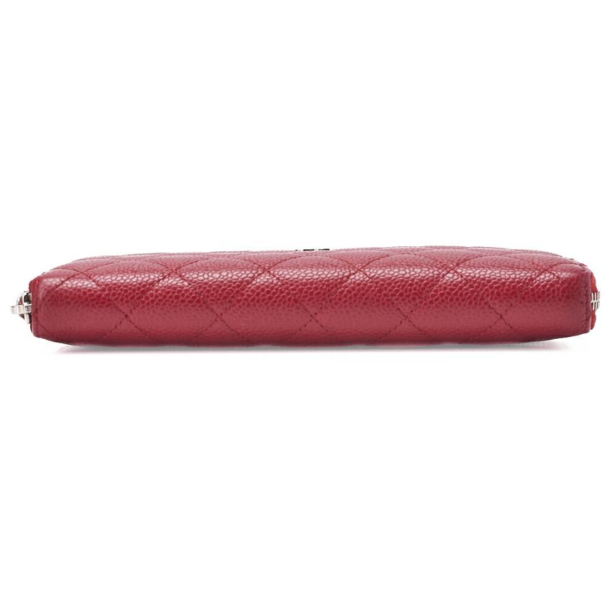 CHANEL シャネル マトラッセ ラウンド長財布 キャビアスキン 赤