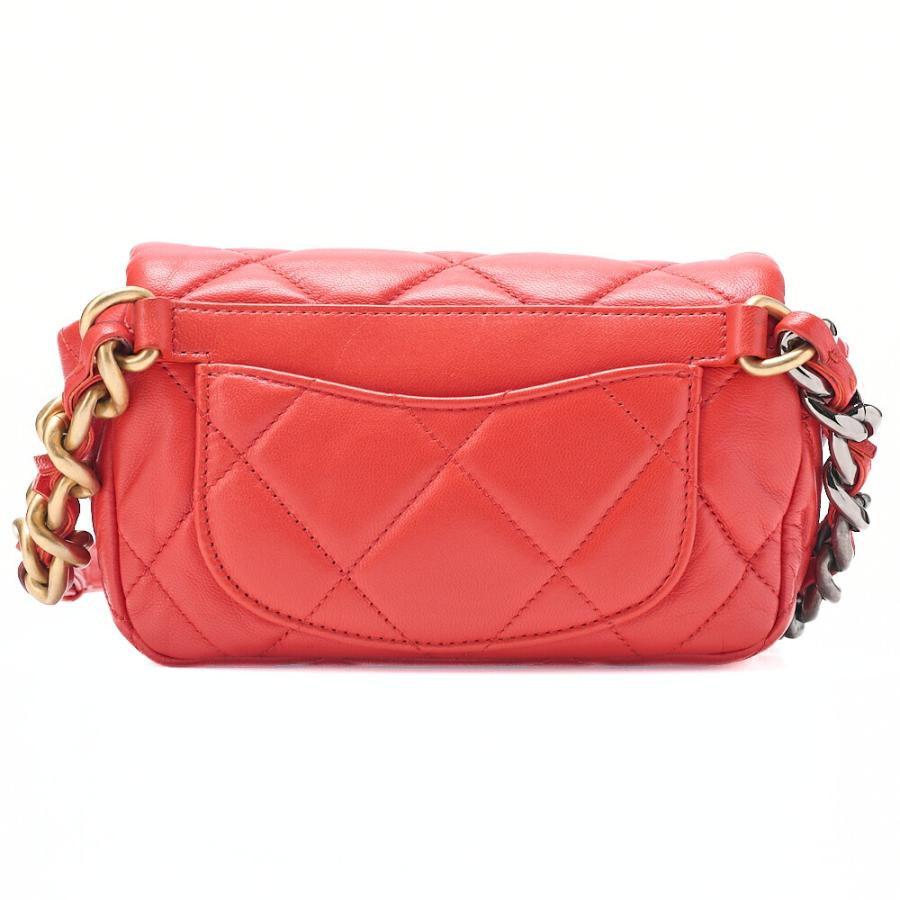 CHANEL シャネル ラムスキン マトラッセ ウエストポーチ 赤系