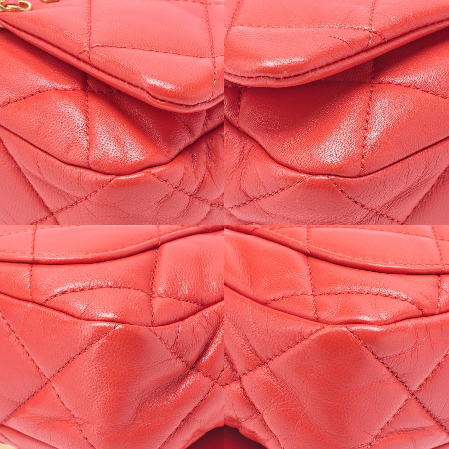 CHANEL シャネル ラムスキン マトラッセ ウエストポーチ 赤系