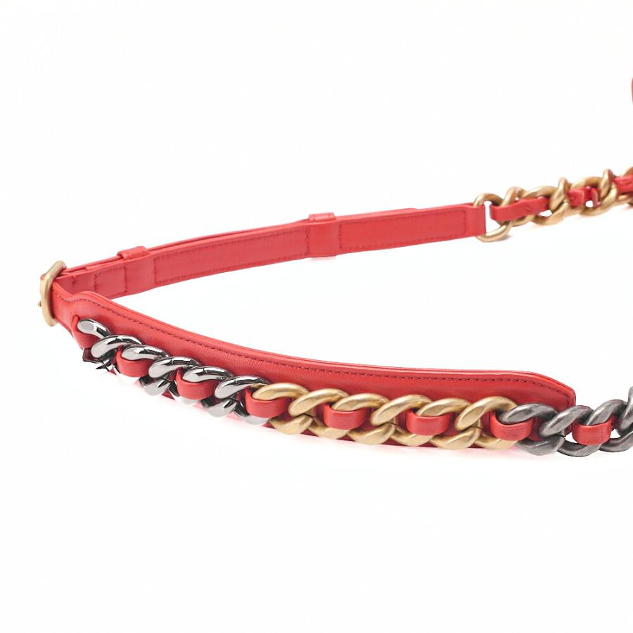CHANEL シャネル ラムスキン マトラッセ ウエストポーチ 赤系