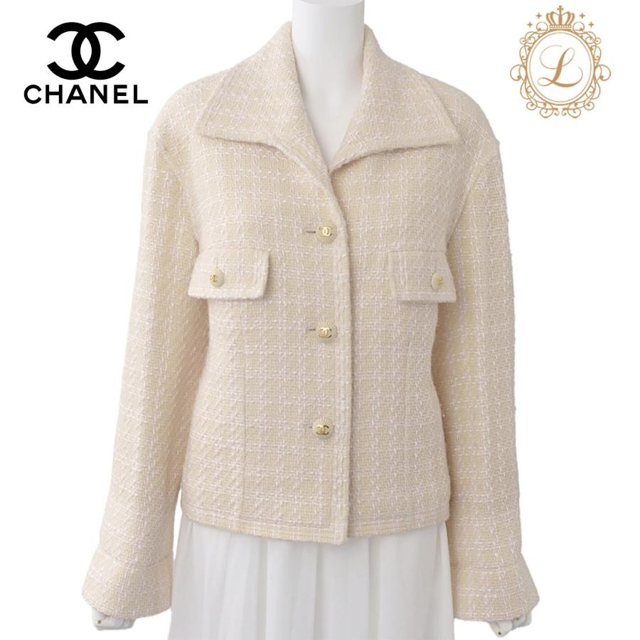 クーポン付！返品可CHANELシャネルココマークボタン ツイード 