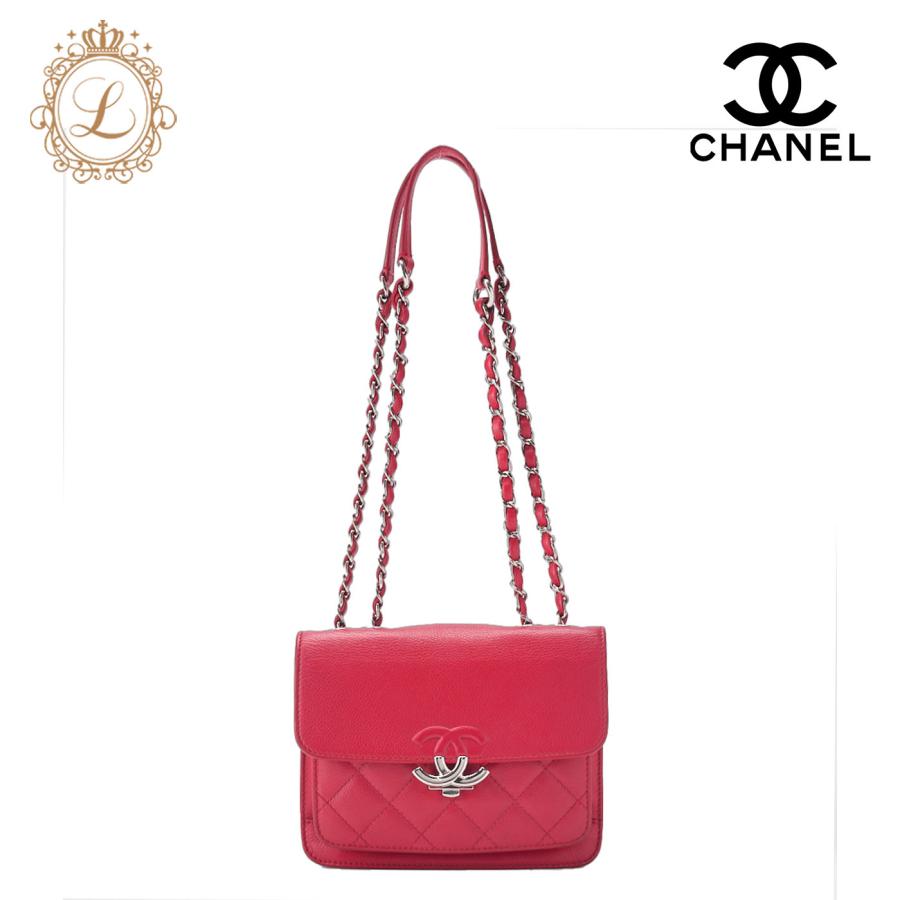 CHANEL プッシュロック マトラッセ チェーンショルダー レッド 赤 CHANEL シャネル マトラッセ ココプッシュロック チェーン