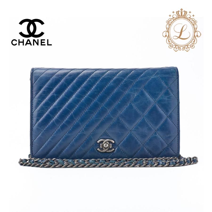 CHANEL シャネル 斜めステッチ×マトラッセ チェーンウォレット 