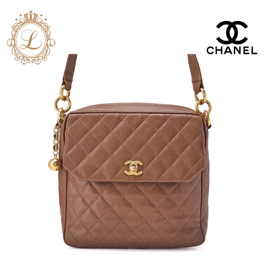 CHANEL カンボンラインブラウン キルティング ポーチ シャネルカンボンラインショルダーバッグブラウンココマーク茶色×茶色