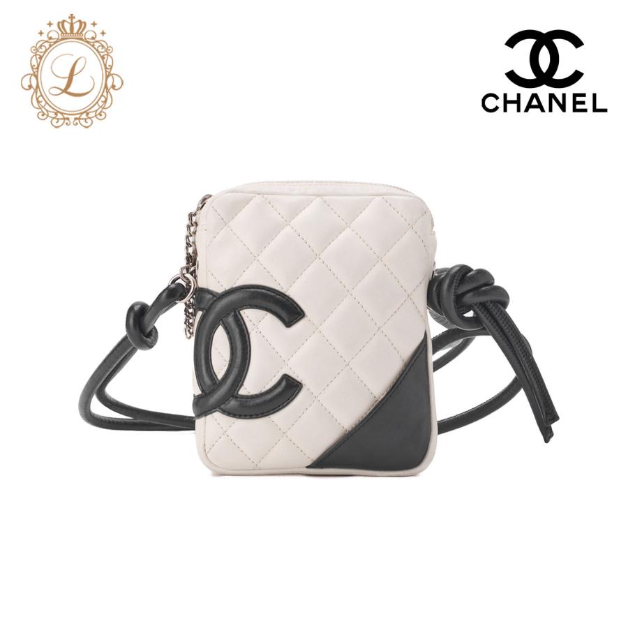 CHANEL シャネル カンボンライン マトラッセ カーフスキン 白×黒 
