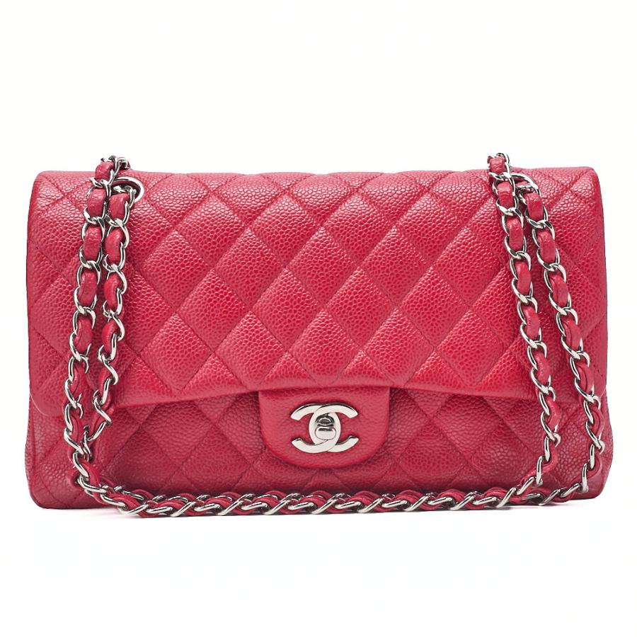 シャネル CHANEL マトラッセ25 Wフラップ チェーンショルダーバッグ キャビア 赤 S金具 16番台 【72409】 シャネル CHANEL マトラッセ25 Wフラップ チェーンショルダーバッグ