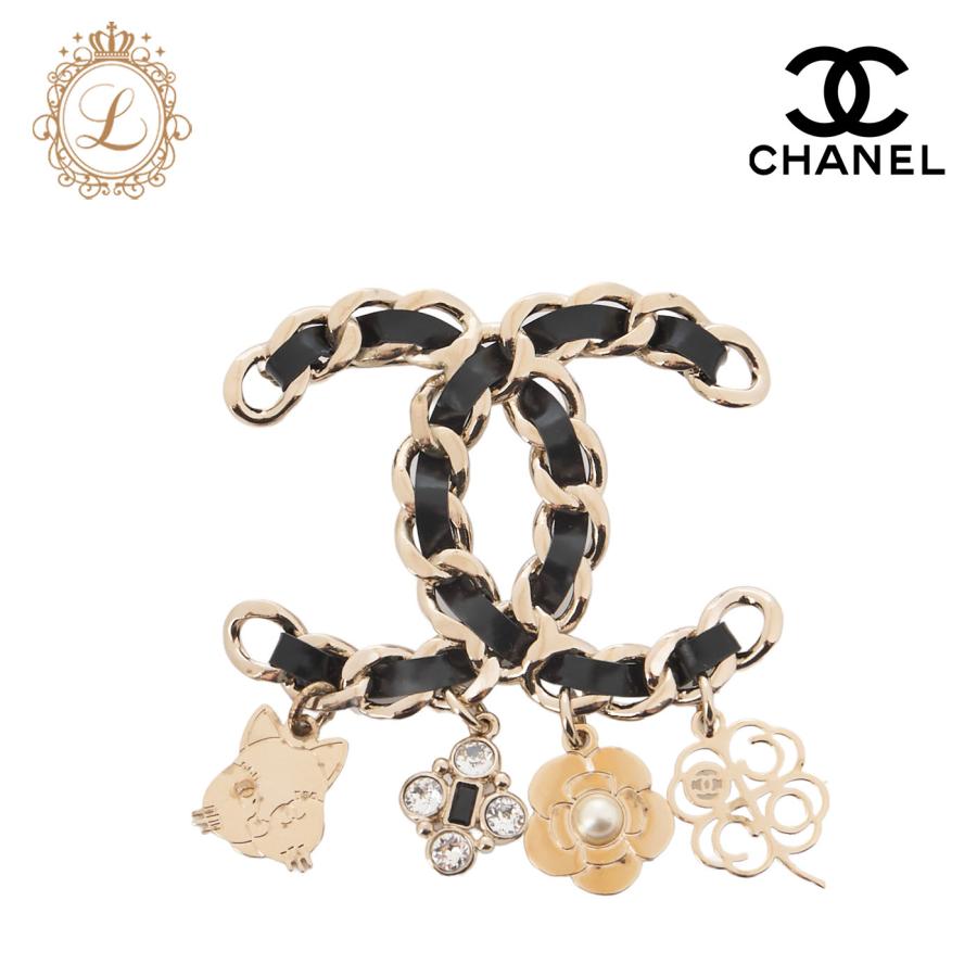 CHANEL シャネル ココマーク レザー チャーム ブローチ GP B17B
