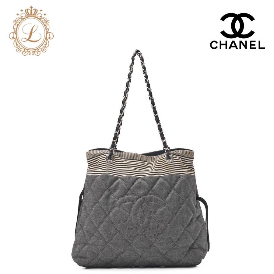 CHANEL シャネル ショルダーバッグ デニム ココマーク グレー 
